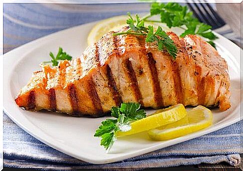 Salmon fillet.