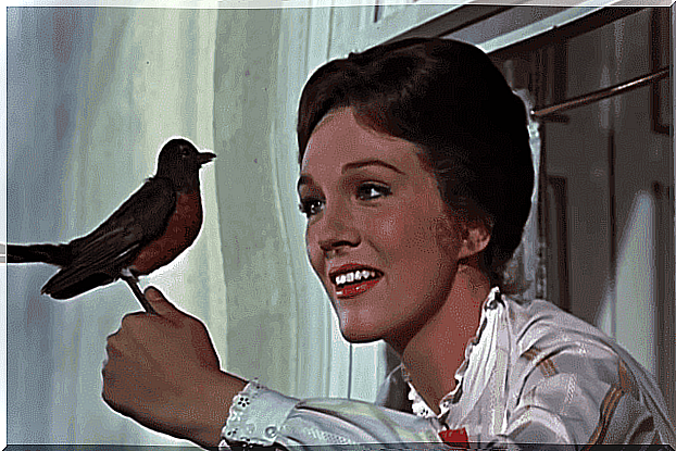 Mary Poppins with bird