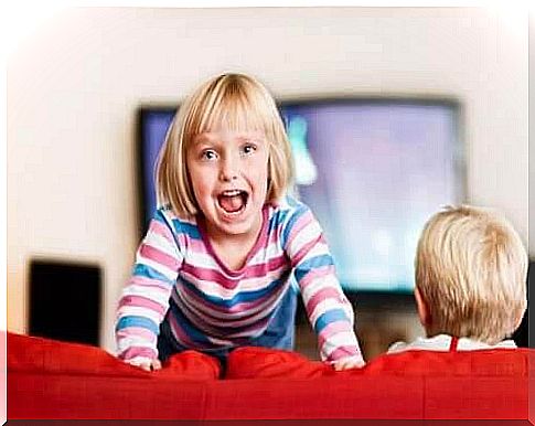 mother of a child with ADHD: girl jumps on sofa