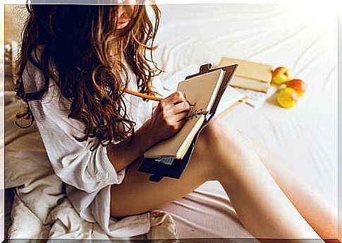 Girl writing diary.