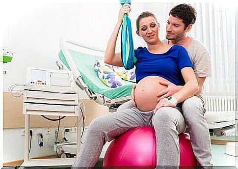 pregnant woman on gym ball