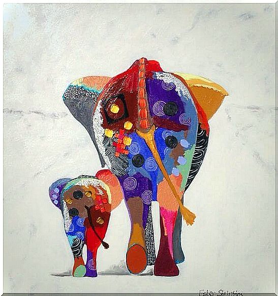 Colorful elephants