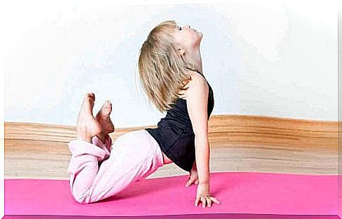 A child doing yoga.