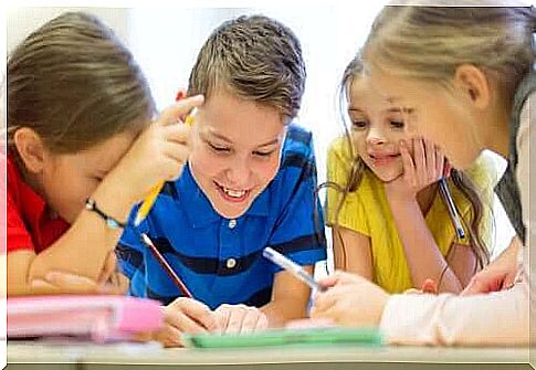 Children studying