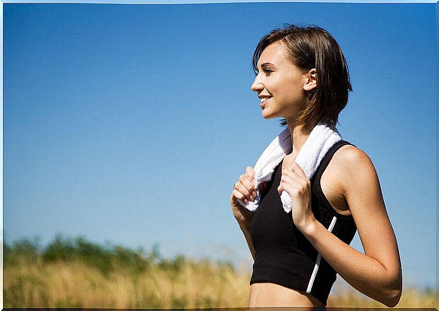 Woman in workout clothes outdoors