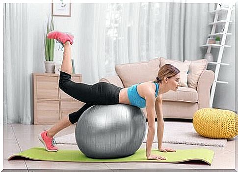 Woman on pilates ball