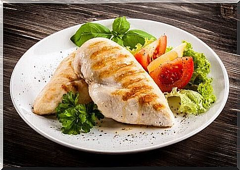 chicken fillets and salad